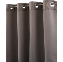 Rideau à oeillets anthracite avec oeillets métalliques sur une tringle à rideau.