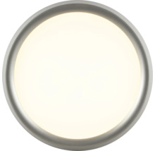 Plafonnier LED rond avec cadre fin et surface lumineuse uniforme.