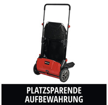 Scarificateur Einhell en position de rangement pliable pour un gain de place.
