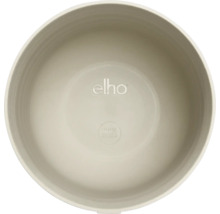 Vue de dessus d un pot de fleurs rond en plastique avec elho Logo et l indication 100 pour cent recyclable.