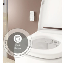 VitrA Dusch-WC Set V-Care Comfort Tiefspüler spülrandlos weiss glänzend mit VitrA Hygiene und VitrA Clean Beschichtung mit WC-Sitz 5674B403-6196