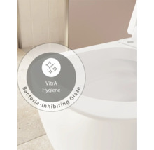 VitrA Dusch-WC Set V-Care Comfort Tiefspüler spülrandlos weiss glänzend mit VitrA Hygiene und VitrA Clean Beschichtung mit WC-Sitz 5674B403-6196