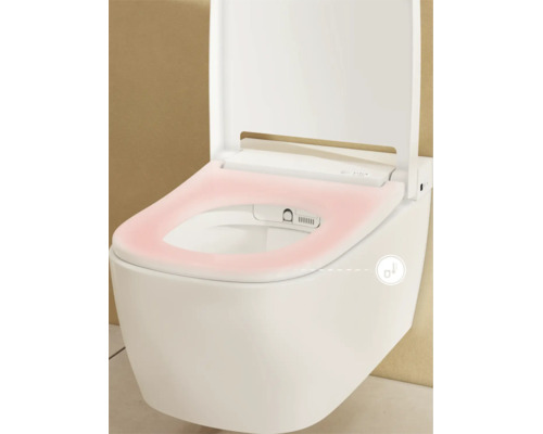 VitrA Dusch-WC Set V-Care Comfort Tiefspüler spülrandlos weiss glänzend mit VitrA Hygiene und VitrA Clean Beschichtung mit WC-Sitz 5674B403-6196