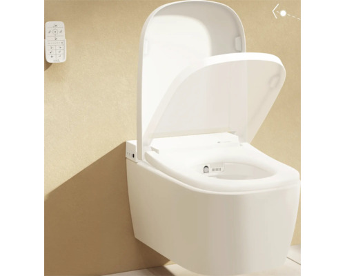 VitrA Dusch-WC Set V-Care Comfort Tiefspüler spülrandlos weiss glänzend mit VitrA Hygiene und VitrA Clean Beschichtung mit WC-Sitz 5674B403-6196