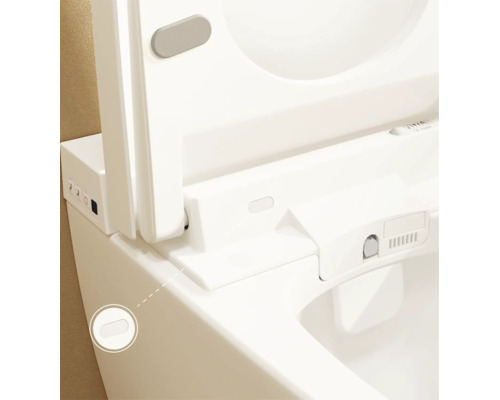 VitrA Dusch-WC Set V-Care Comfort Tiefspüler spülrandlos weiss glänzend mit VitrA Hygiene und VitrA Clean Beschichtung mit WC-Sitz 5674B403-6196