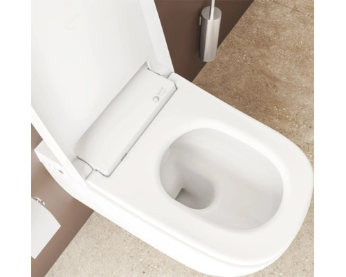 VitrA Dusch-WC Set V-Care Comfort Tiefspüler spülrandlos weiss glänzend mit VitrA Hygiene und VitrA Clean Beschichtung mit WC-Sitz 5674B403-6196