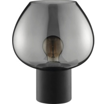 Lampe de table avec abat-jour en verre bombé et socle cylindrique en métal incluant ampoule