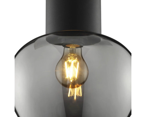 Suspension avec abat-jour sphérique en verre et ampoule intégrée