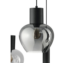 Suspension moderne avec abat-jour en verre fumé et fixation cylindrique