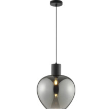 Suspension moderne avec un abat-jour en verre et une douille sur un câble pour montage au plafond.