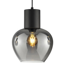 Suspension moderne avec boîtier métallique cylindrique et abat-jour en verre bombé pour intérieur