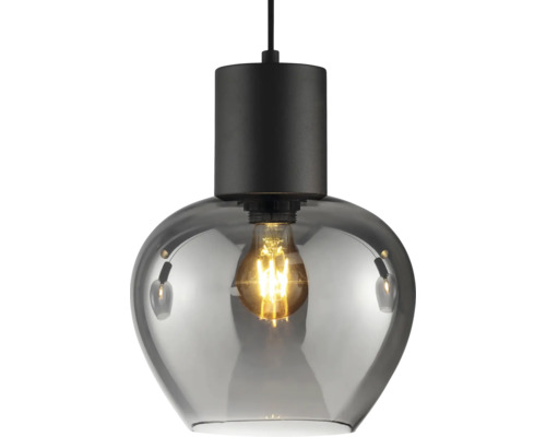 Suspension moderne avec boîtier métallique cylindrique et abat-jour en verre bombé pour intérieur