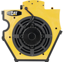 Gelbes CAT Gebläsegehäuse aus Kunststoff mit schwarzem Lüftungsgitter und CAT Logo.