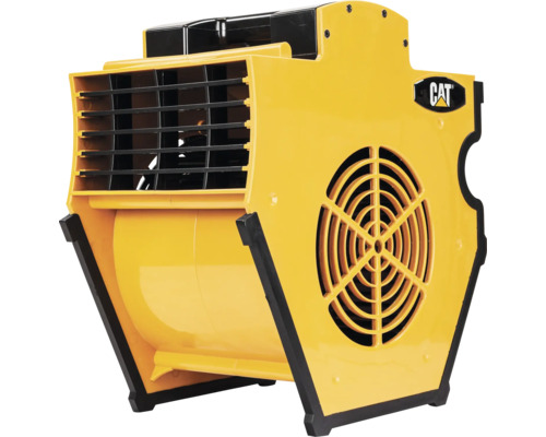 Gelber CAT Gebläseventilator aus Kunststoff für die Luftzirkulation mit CAT Logo.