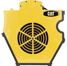 Industrielles Gebläse aus Kunststoff mit rundem Schutzgitter und CAT Logo.