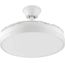 Deckenventilator mit LED-Leuchte und einfahrbaren Flügeln, rundes Design