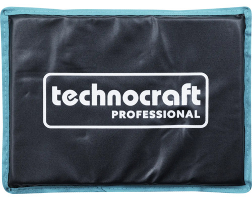 Technocraft Logo auf einer gepolsterten Werkzeugtasche.