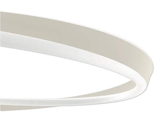 Gros-plan d'un luminaire LED blanc de forme circulaire au design moderne.