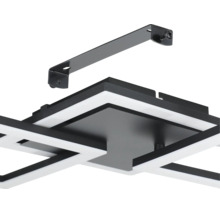 LED-Deckenleuchte mit quadratischen Elementen und Montagehalterung aus Metall.