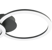 Plafonnier LED moderne circulaire en métal et plastique noir et blanc.