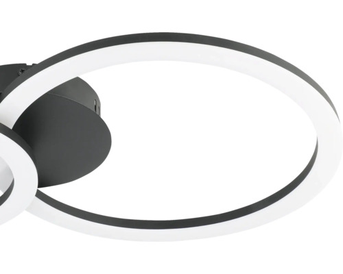 Plafonnier LED moderne circulaire en métal et plastique noir et blanc.