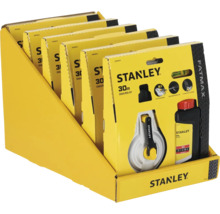 Kit de cordeau à tracer Stanley FatMax, 30 mètres, présentoir de 6 kits comprenant le cordeau et la poudre de craie.