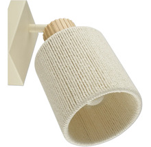 Applique murale moderne avec abat-jour cylindrique en corde enroulée et éléments en bois pour montage mural