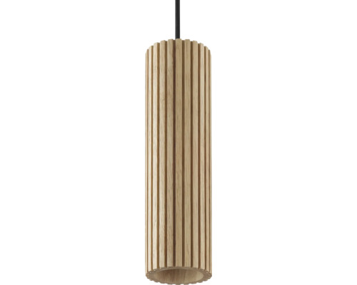 Suspension cylindrique en bois avec aspect lamellé comme éclairage suspendu