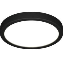 Plafonnier LED rond et plat avec cadre noir.