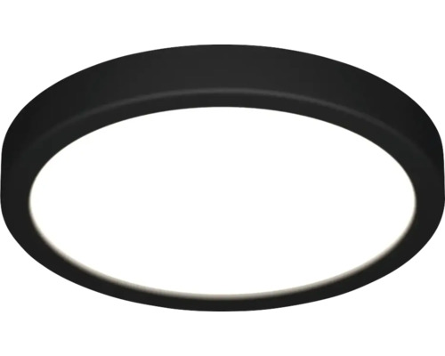 Plafonnier LED rond et plat avec cadre noir.