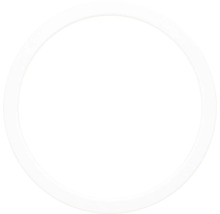 Plafonnier LED rond au design plat en plastique blanc.