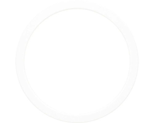 Plafonnier LED rond au design plat en plastique blanc.