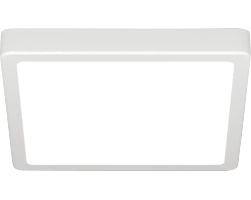 Plafonnier LED blanc carré au design plat avec des coins arrondis.