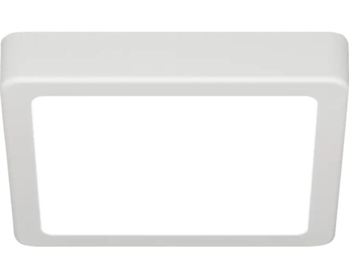 Quadratische LED-Deckenleuchte in Weiss mit abgerundeten Ecken, flaches Panel für die Decken- oder Wandmontage.