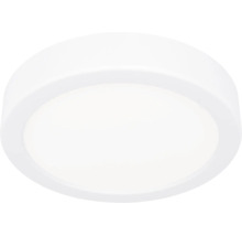 Plafonnier LED rond et plat en blanc.