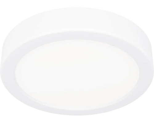 Plafonnier LED rond et plat en blanc.