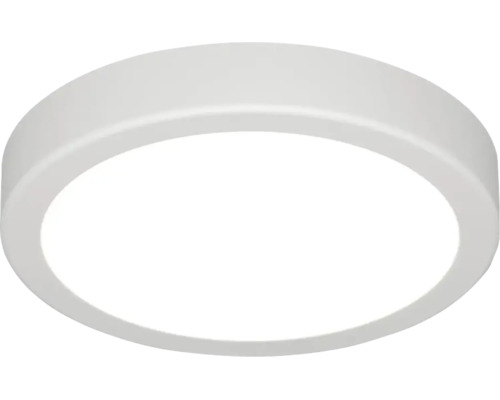 Plafonnier rond et plat blanc pour l interieur.