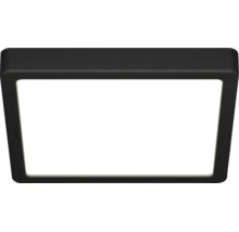 Plafonnier LED carré avec cadre noir et diffuseur blanc.