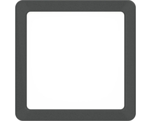 Plafonnier LED carré et plat avec cadre sombre.