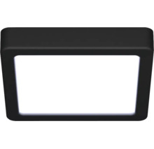 Plafonnier LED carré avec cadre noir et surface lumineuse blanche.