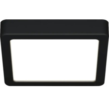 Plafonnier LED carré avec cadre noir et surface lumineuse blanche.