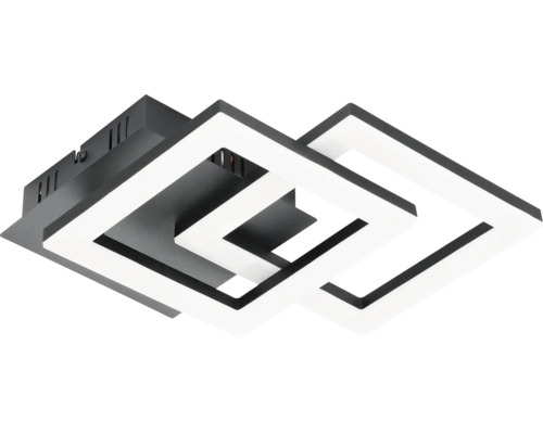 Plafonnier à LED moderne avec deux cadres carrés imbriqués et une base de montage carrée.