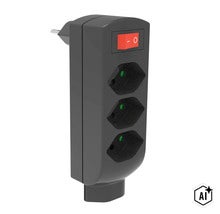 Adaptateur triple prise avec interrupteur pour branchement direct sur prise murale (Image AI modified or generated)
