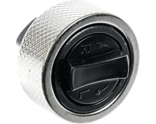 Cliquet à doigt rond en métal avec surface moletée et commutateur en plastique noir pour rotation droite et gauche.