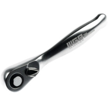 Umschaltknarre aus verchromtem Stahl mit ergonomischem Griff, WGB Logo.