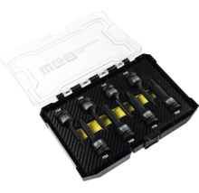 Coffret d'embouts de vissage à chocs WGB Torx, 8 pièces, tailles T30 à T80, en acier chrome-molybdène dans une boîte en plastique noire.