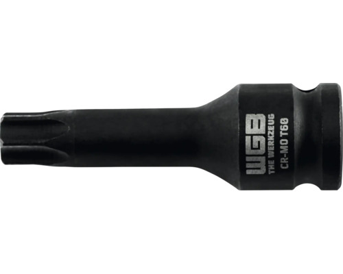 Douille tournevis Torx WGB T60 en acier chrome-molybdène noir.