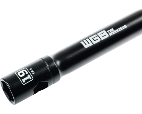 WGB Steckschlüssel-Einsatz, 19 Millimeter, aus schwarzem Chrom-Vanadium-Stahl.