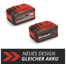 Einhell Power X-Change 18 Volt Lithium-Ionen-Akku mit 5 bis 8 Amperestunden Kapazität in altem und neuem Design.