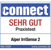 Logo connect, résultat du test très bien dans le test pratique pour Aiper IrriSense 2, mai 2026.